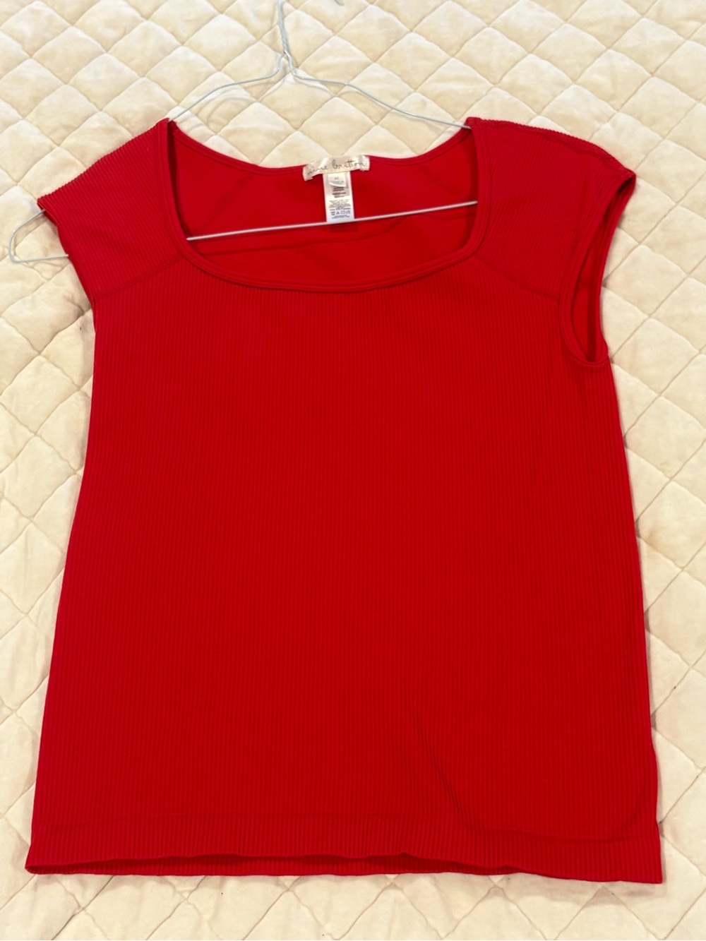 nine britton Red Ribbed Tank Top with Scoop Neck